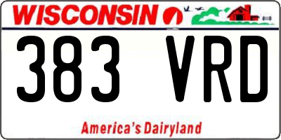 WI license plate 383VRD