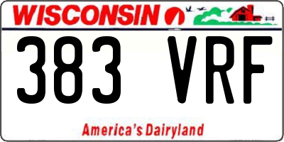 WI license plate 383VRF