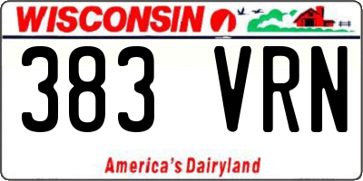 WI license plate 383VRN