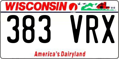 WI license plate 383VRX