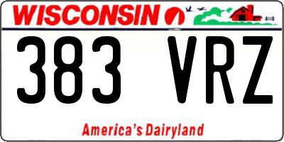 WI license plate 383VRZ