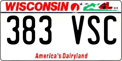 WI license plate 383VSC