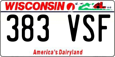 WI license plate 383VSF