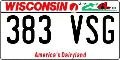 WI license plate 383VSG
