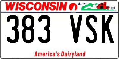WI license plate 383VSK