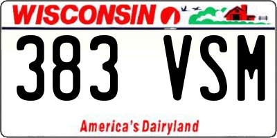 WI license plate 383VSM