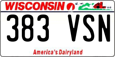 WI license plate 383VSN