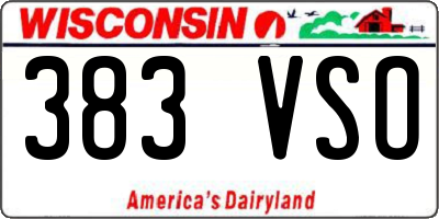 WI license plate 383VSO