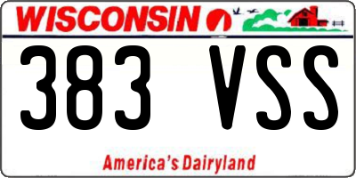 WI license plate 383VSS