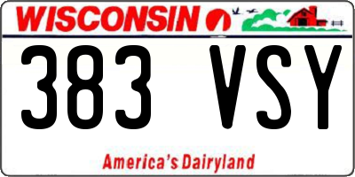 WI license plate 383VSY
