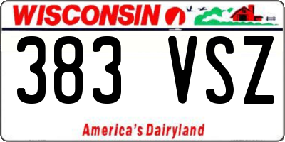 WI license plate 383VSZ