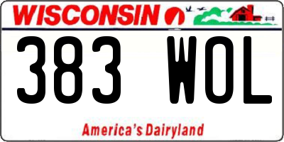 WI license plate 383WOL