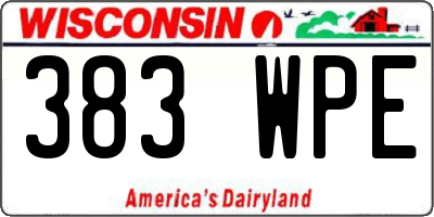 WI license plate 383WPE