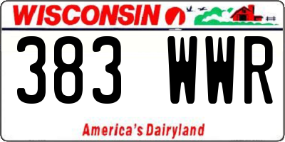 WI license plate 383WWR