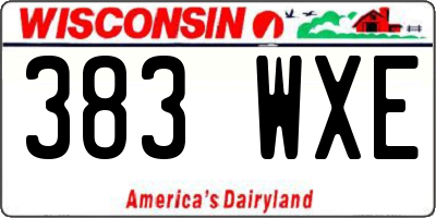 WI license plate 383WXE