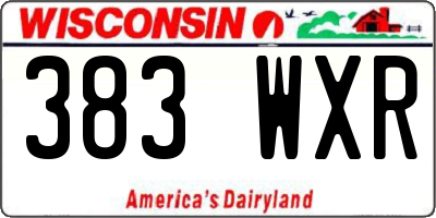 WI license plate 383WXR