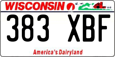 WI license plate 383XBF