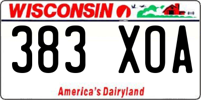 WI license plate 383XOA