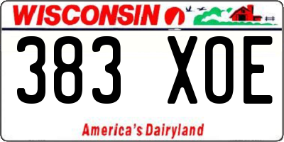 WI license plate 383XOE