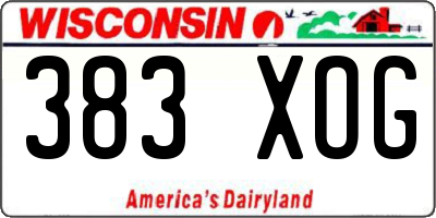 WI license plate 383XOG