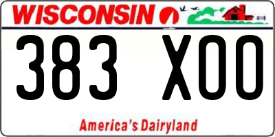 WI license plate 383XOO