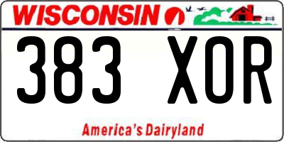 WI license plate 383XOR