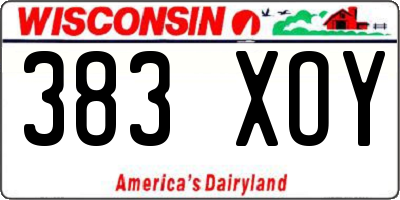 WI license plate 383XOY