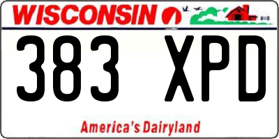 WI license plate 383XPD
