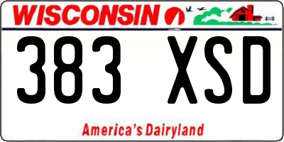 WI license plate 383XSD