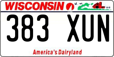 WI license plate 383XUN