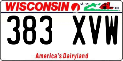 WI license plate 383XVW