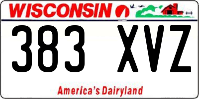 WI license plate 383XVZ