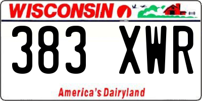 WI license plate 383XWR