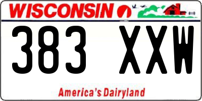 WI license plate 383XXW