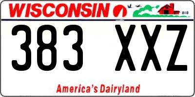 WI license plate 383XXZ