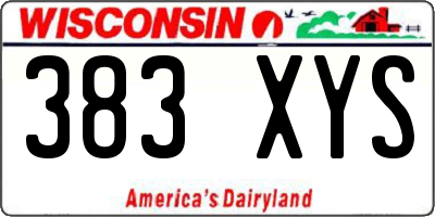 WI license plate 383XYS
