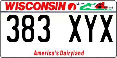 WI license plate 383XYX
