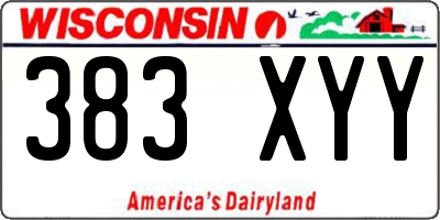 WI license plate 383XYY