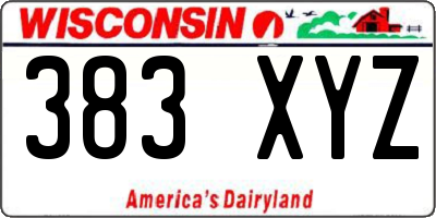 WI license plate 383XYZ