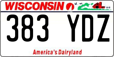 WI license plate 383YDZ