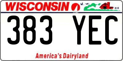 WI license plate 383YEC