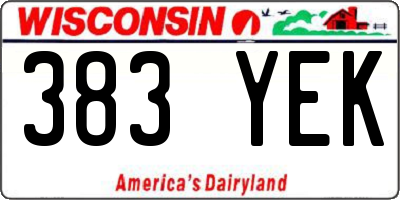 WI license plate 383YEK