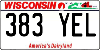 WI license plate 383YEL
