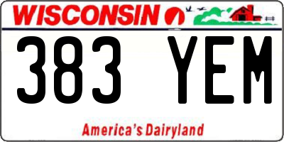 WI license plate 383YEM