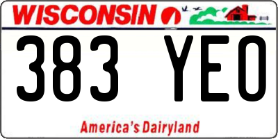 WI license plate 383YEO