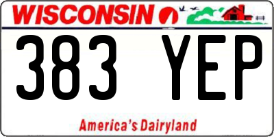 WI license plate 383YEP