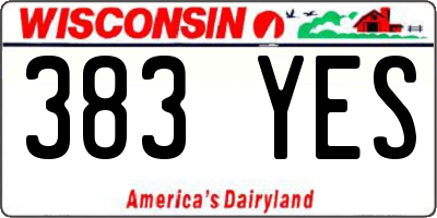 WI license plate 383YES