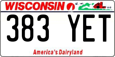 WI license plate 383YET