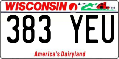 WI license plate 383YEU