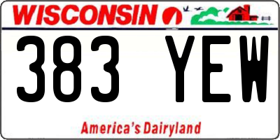 WI license plate 383YEW